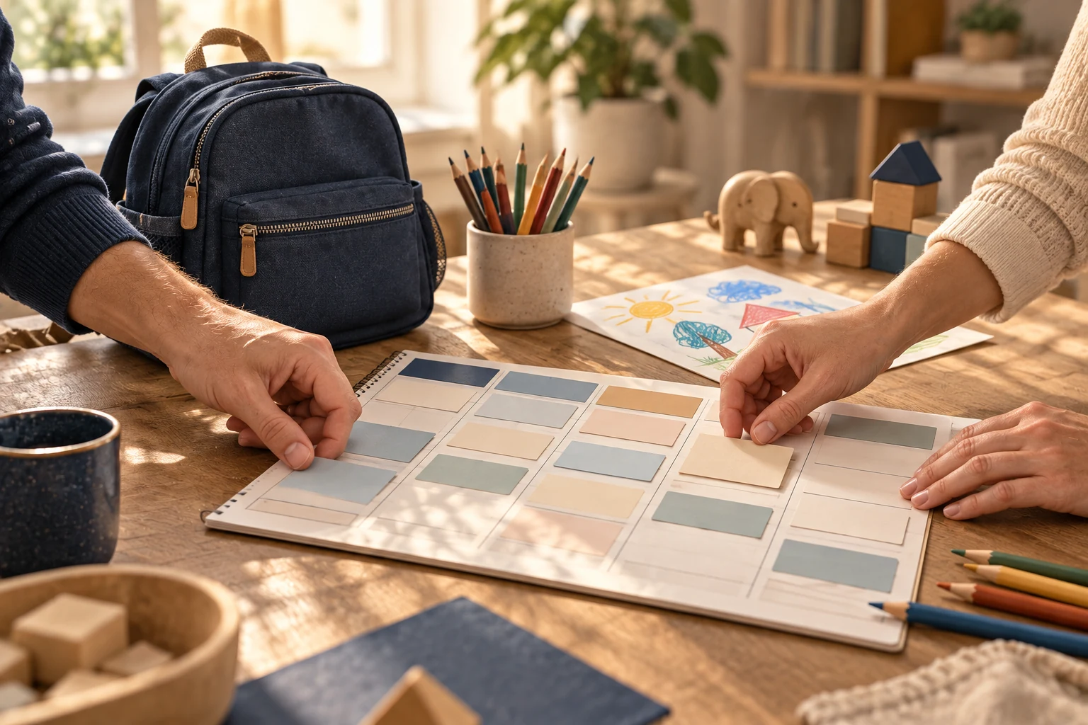 Deux parents organisent ensemble le calendrier de garde de leur enfant